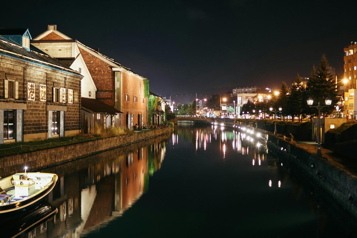 Otaru's canal at night