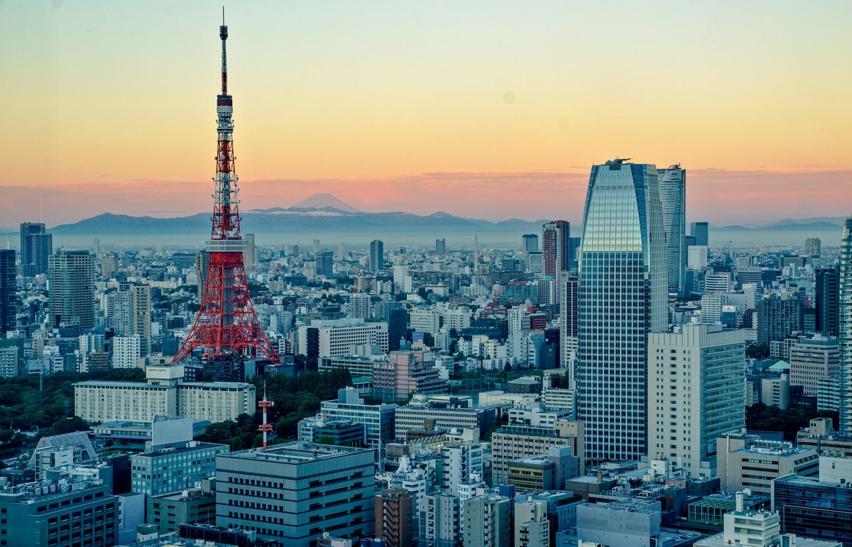 Tokyo Tower and Mount Fuji at sunrise